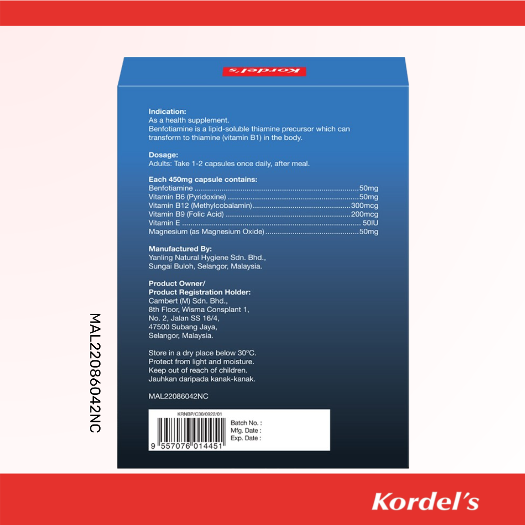 Kordel's NEUROMAG BENFOTIAMINE Plus Vegetable Capsule